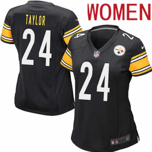 Women Pittsburgh Steelers #24 Ike Taylor Nike Black Game Player NFL Jersey->women nfl jersey->Women Jersey